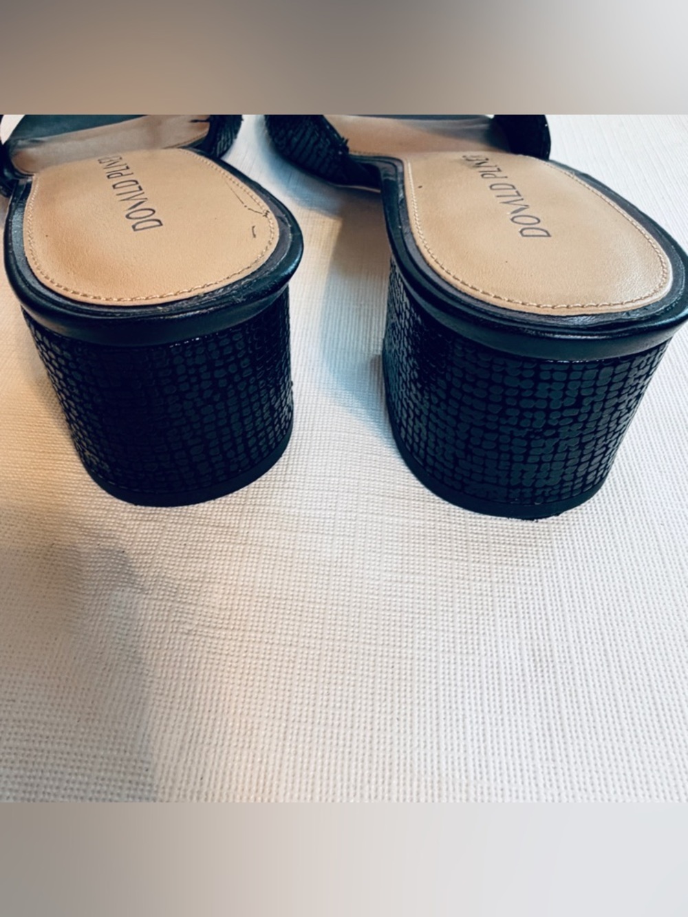 Donald J Pliner Black Textured Slide Mules with Sculpted Heel - Picture 8 of 8